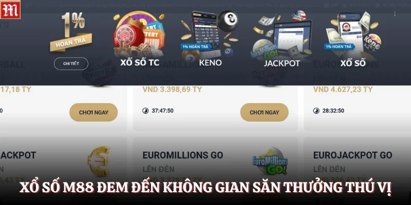 Xổ số M88 đem đến không gian săn thưởng thú vị